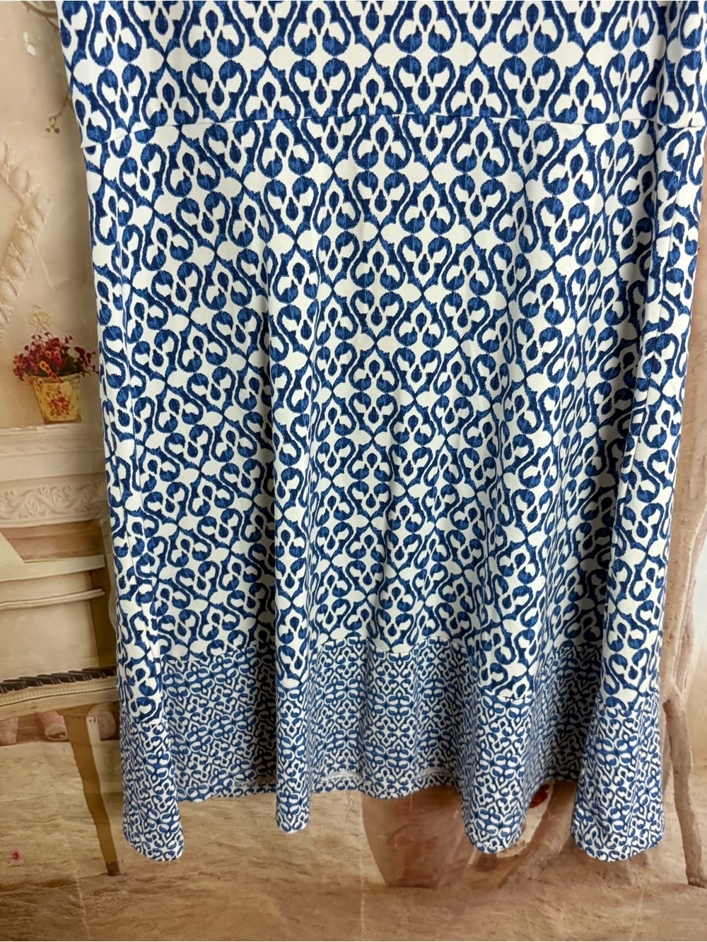 J. McLaughlin Navy and White Printed Sleeveless Midi Dress - Picture 7 of 9